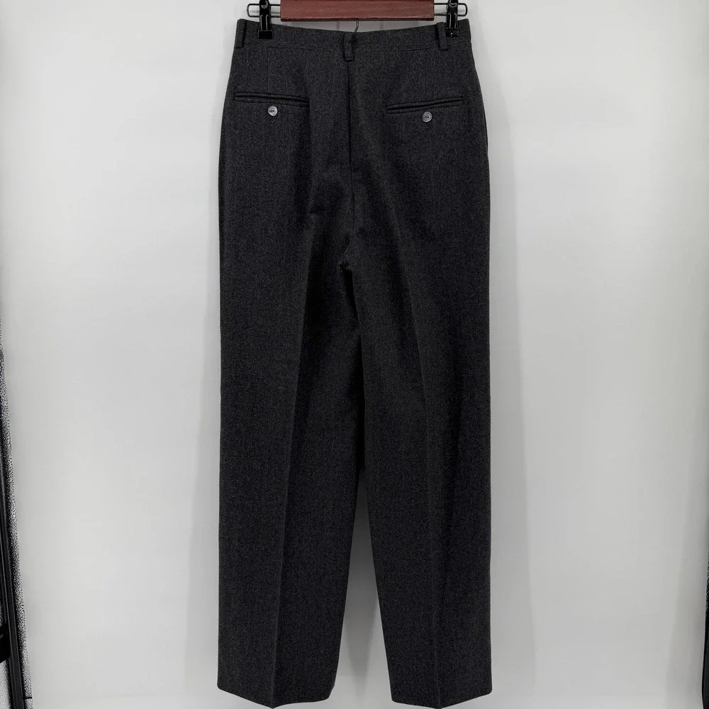 Barry Bricken Trousers 27x30 Charcoal Gray Virgin Wool Pleated Pinstripe Pants